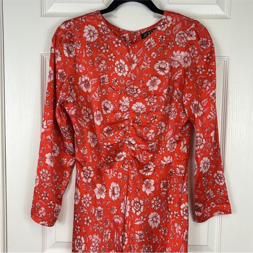 NWT J. Crew featherweight satin midi dress poppy fields sz 6 - Picture 4 of 11